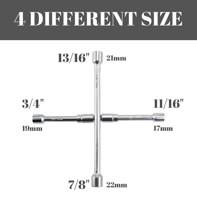 CARTMAN 14 Inch Universal Folding Lug Wrench 4 Way Tire