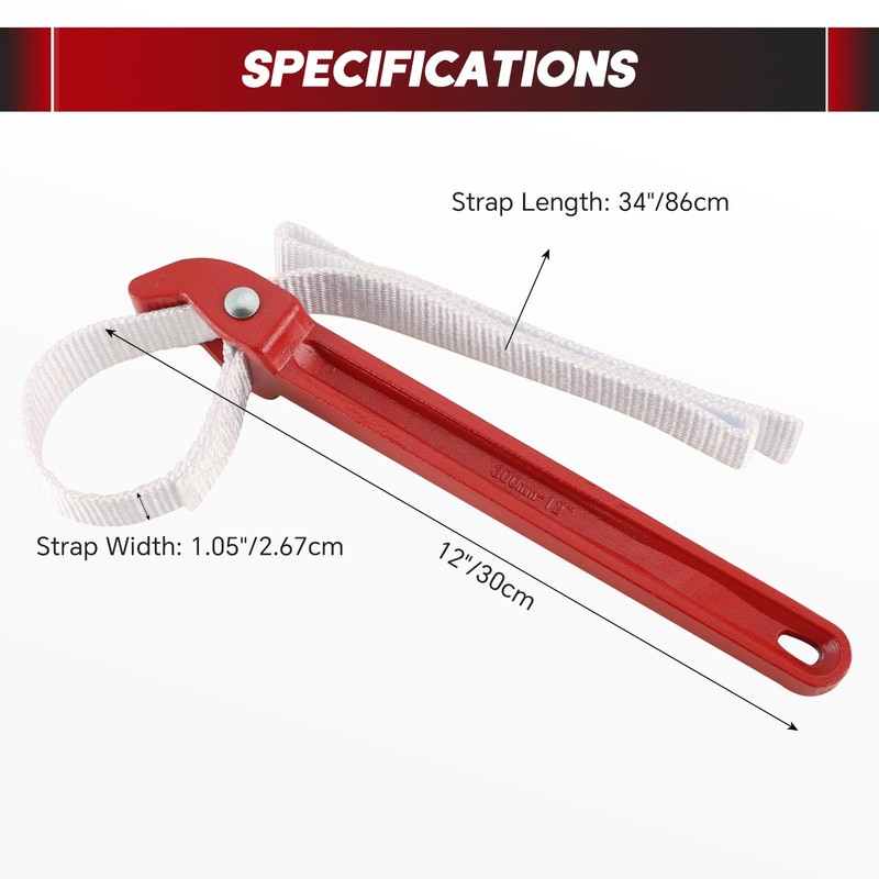 weyleity 12 Inch Pipe Strap Wrench | Adjustable Nylon Strap