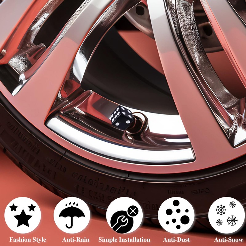 MEAJOO 8PCS Dice Shape Tire Valve Stem Caps, Universal Copper