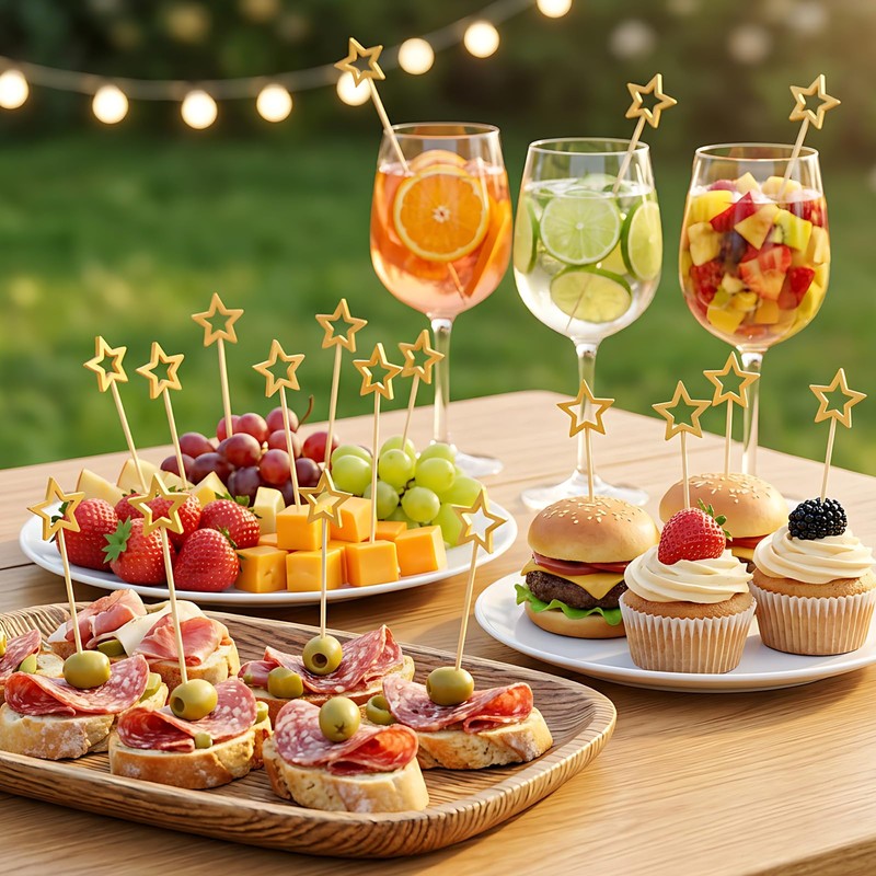 Gold Star Cocktail Picks - 50 PCS Decorative Fancy Toothpicks