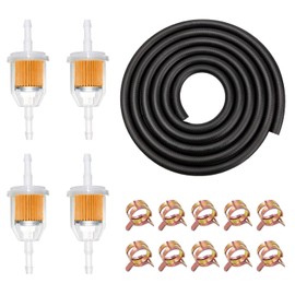 Fuel Hose Kit 2 Metre Fuel Line Diameter 5 mm Inner Diameter Fuel Hose with 10 Hose Clips and 4 Fuel Filters for Car Motorcycle Scooter