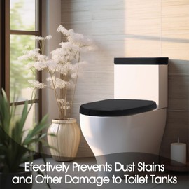 Tyqour Toilet Lid Cover Black Toilet Seat Cover Toilet Lid Cover Elasticity Toilet Lid Cover and Tank Protection Cover with Elastic Band Toilet Seat Cover for Most Toilet Lids