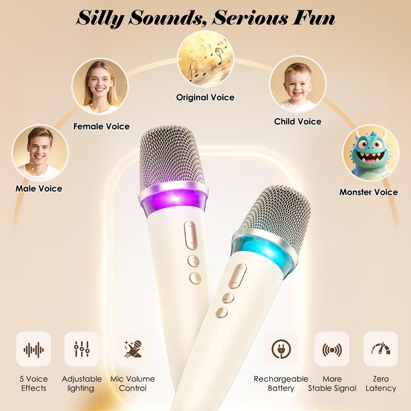 Karaoke Machine with 2 Wireless Mics & Soft Leather Wrap