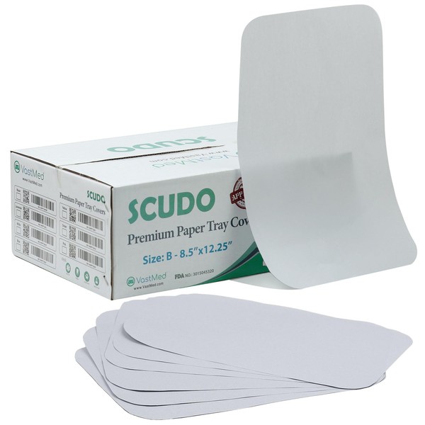 1000 PCs Dental Grade Scudo Premium Paper Tray Covers Size