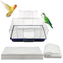 Buryeah 200 Pcs Bird Cage Papers Liner Disposable Non Woven Parrot Bird Pad, Precut Absorbent Bird Paper, Pet Cages Cushion Accessories for Parrot Canary Finch Macaw Parakeet, 22.8 x 11.1''