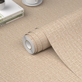 WADILE - Papel pintado para despegar y pegar, 15.7 x 78.7 pulgadas, papel de contacto texturizado para gabinetes, papel de pared de lino sintético, papel tapiz de vinilo de tela, autoadhesivo, color caqui