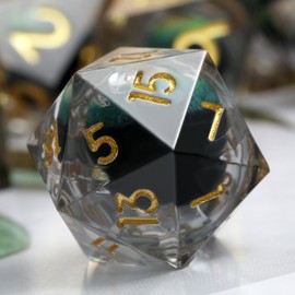 Dragon Eye Resin DND Dice DNDND Sharp Edge Resin D&D Die with Gift Case for Dungeons and Dragon Game (Green Dragon Eye)