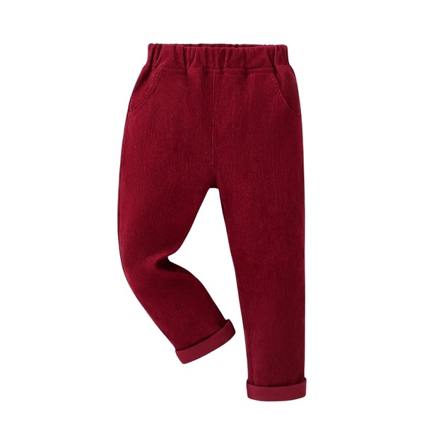 Floerns Boy's Casual Elastic Waist Tapered Trousers Long Corduroy Pants