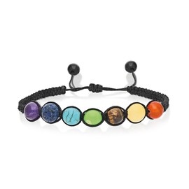 Chakra Bracelet 7 Stone Healing Bracelet on Adjustable Black Thread Natural Gemstone Jewelry for Energy, Balance, Meditation & Wellness - Unisex Mind, Body & Soul Healing Energy Bracelet