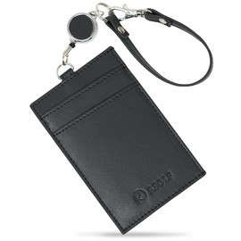REOLF Pass Case, Commuter Holder with IC Separator Built-in, Reel Attached, Double-sided Reading, Skimming Prevention, Microfiber Leather, For Women & Men, black