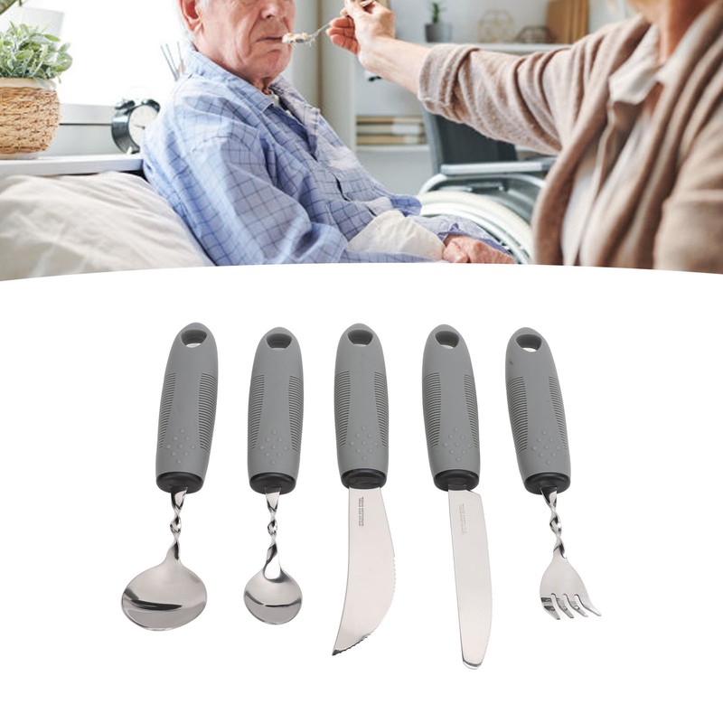 5pcs Bendable Adaptive Utensils Weighted Easy Grip Stainless Steel Special