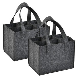 Anicy Bottle Carrier 6 Bottles, Bottle Bag Felt, Bottle Basket, gray, Handbag holder