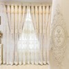 Amidoudou 1 Pair Luxury 3D Flower Embroidered Curtains for Bedroom