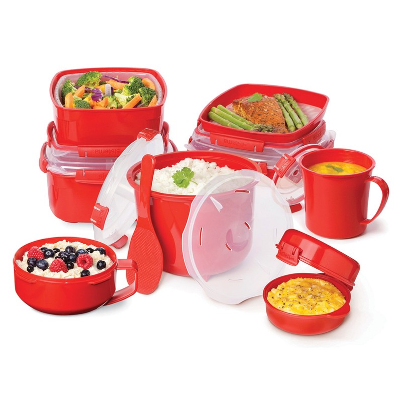 Sistema 1102 Insulated Food Boxes, Red/Transparent, 2.4 L