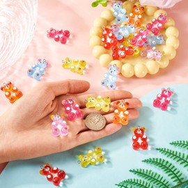 Magibeads 30Pcs Gummy Bear Charms 31x19mm Acrylic Candy Bear Animal Pendants Cute Kandi Earring Charms with Iron Loop for DIY Crafts Spring Summer Keychains Jewelry Making Supplies