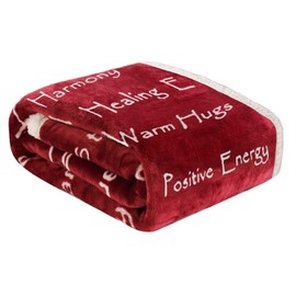 LONGTM Healing Positive Blanket, Gift for People Need Hug Strength Company -Red 50 x 60 Inch