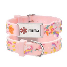 LinnaLove cartoon medical alert id epilepsy bracelets Parents gift to Son, daughter, brother, sister-Pink little sheep
