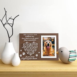 Pet Memorial Gifts, Pet Loss Memorial Frame Leave Paw Prints on our Hearts, Paw Prints Sympathy Frame Gift for Loss of Dog and Cat (#02 Paw Prints Photo Frame)