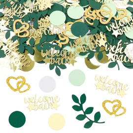 GoldRock Welcome Back Decorative Confetti Large 2.6-5.5 cm, Pack of 200 Heart Welcome Home Confetti, Welcome Home Decoration, Welcome Back Table Decoration, Green, Table Decoration Welcome Back,