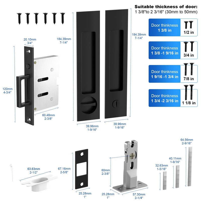 Dontay Pocket Door Handle and Edge Pull, Narrow Modern Rectangular
