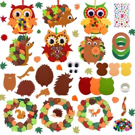 Set of 6 Autumn Craft Set, Owl Felt Craft Set for Decoration, DIY Wreaths, Autumn Decoration, Crafts, Children, Creative Sets and Craft Supplies for Children