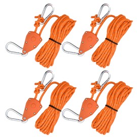 4pcs Reflective Tent Guy Ropes, 6mm Tent Camping Cord with Pulley, Heavy Duty Guide Rope with Aluminum Adjuster, Tent Guy Ropes Lines for Awning Outdoor Camping Gazebo Hiking Picnics