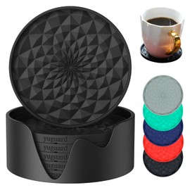 YUGUARD Silicone Coasters Set for Table [6 Pack] - Cup Drink Coasters for Home Kitchen Dining Decor