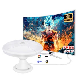 TV Antenna Outdoor/Indoor/RV for Local Channels, Ultra Long Range Amplified HDTV Antennas with Signal Booster, 4K 1080P VHF UHF for Attic/RV Camper Trailer Truck Caravan Boat (White)