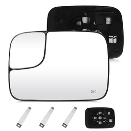 Driver Left Side Mirror Blind Spot Convex Heated Mirror Glass with Rear Holder Fit for 2005-2009 Dodge Ram 1500 2500 3500, Replacement for 5161011AA 5191035AA CH1324121