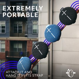 Ultimate Ears MINIROLL Ultra-Portable Waterproof Bluetooth Speaker, Big Bass, IP67 Dustproof, 131 ft (40 m) Range - Majestic Blue