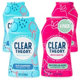 Clear Theory Water Flavoring Drops with Electrolytes, Water Enhancer Liquid Flavored Water Drink Mix, Hydration for Kids, Vegan, Gluten Free, Low Calorie (Blue Raspberry & Watermelon Berry)