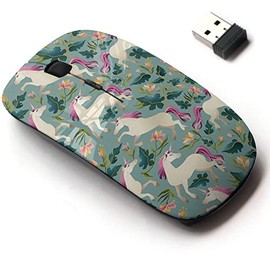 2.4G Wireless Mouse with Cute Pattern Design for All Laptops and Desktops with Nano Receiver - Vintage Unicorn Magic