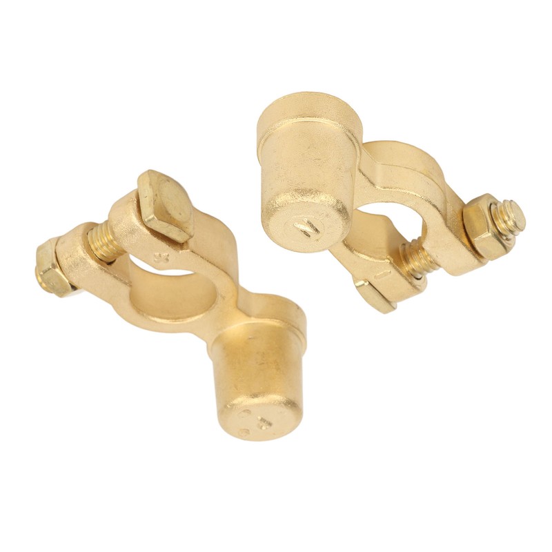 2PCS Battery Terminal Connectors Brass Negative Positive Car Battery Cable