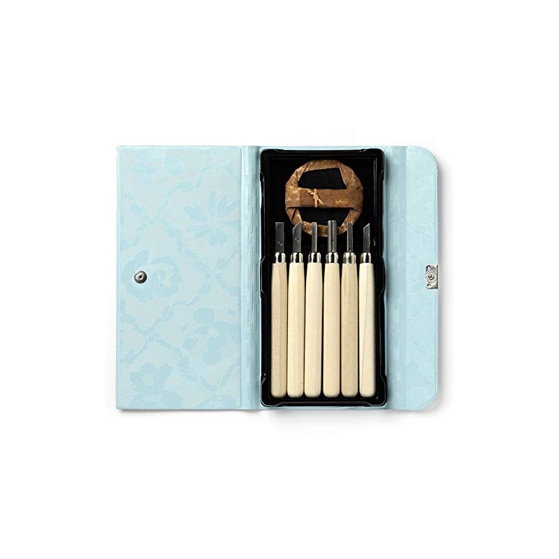 Yoshiharu Cutlery Maruichi Chisel with Leather Case, Set of 6