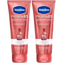 Vaseline Loción, Pro VitaB3 Serum-Boost, flexible y suave, paquete de 2 – Hidratación sin peso con niacinamida, ácido hialurónico y péptidos, 7.5 oz Ea