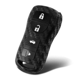 WORCAS Key Fob Case Carbon Fiber Pattern Silicone Cover Compatible with Nissan 350Z Altima Armada Frontier Maxima Murano NV200 Pathfinder Quest SENTRA Titan Versa Xterra 4 Button Keyless Entry Remote