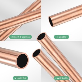 M METERXITY 2-Pack 200mm Copper Round Tube, 12mm OD 1mm Wall Thickness Copper Seamless Tubing for Construction/Machining/DIY Crafting, Metal Straight Pipe [0.47x0.04x7.87IN]
