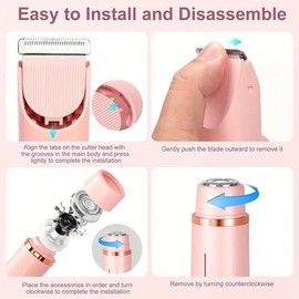 Bikini Trimmer for Women, Electric Shaver and Razor Rechargeable 2-in-1 Body and Facial Epilator, Dual Heads for Painless Trimming of Pubic Hair, Face, Underarms and Legs, Summer Gift:_Blue