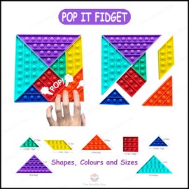 7-PC Push Pop It Fidget Toy Set | Big Rainbow Bubble Pop Tangram Puzzle | 2 in 1 Sensory Toy Pack | Stress and Anxiety Reliever | For Autism Special Needs | Educational Montessori Material/School Supplies | Interactive Brain Teaser Game | Gift for Toddle