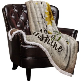 Sherpa Fleece Blanket,You Are My Sunshine Rustic Sunflower Bees Vintage Bed Blanket Soft Cozy Luxury Blanket 40"x50",Fuzzy Thick Reversible Super Warm Fluffy Plush Microfiber Throw Blanket for Couch