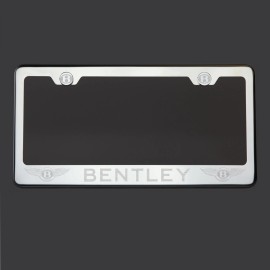 KA Polish Mirror Stainless Steel Bentley Laser Etched License Plate Frame Screw Cap