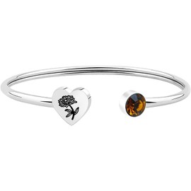 DINLUNED Birth Flower Bracelet Cuff Birthday Birthstone Jewelry for Women Teen Birthday Gift for Her (November-Chrysanthemum BS)