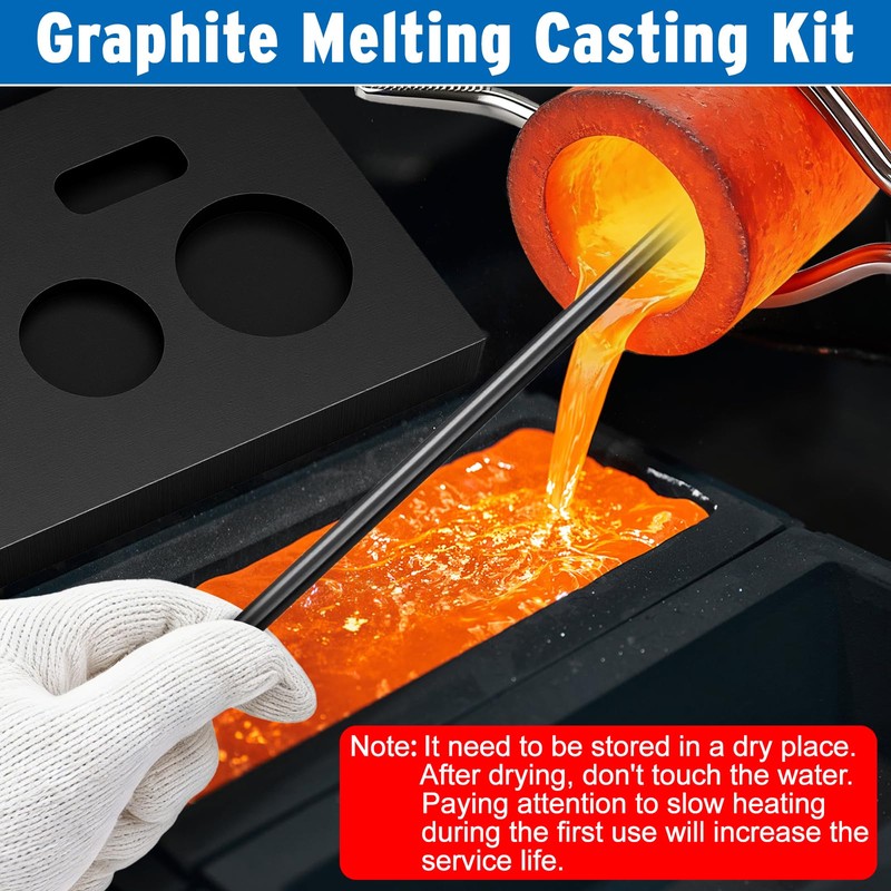 Hysagtek 9 Pcs Crucibles for Melting Metal Kit - Graphite