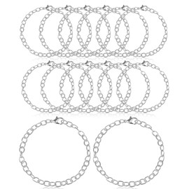 cobee 12 Pcs Charm Bracelet Chain, Metal Silver Chain Bracelet with Lobster Clasps for Women Bracelet Chain Bracelets Jewelry Making Crafts Supplies Men Gifts(Silver)