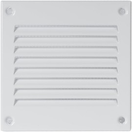 Repa Market 4 x 4 Inch Air Vent Cover/White Galvanized Steel Louvered Grill Cover with Mesh Screen/Wall or Ceiling Vent/Durable Flush Mount HVAC Register for Indoor and Outdoor Ventilation