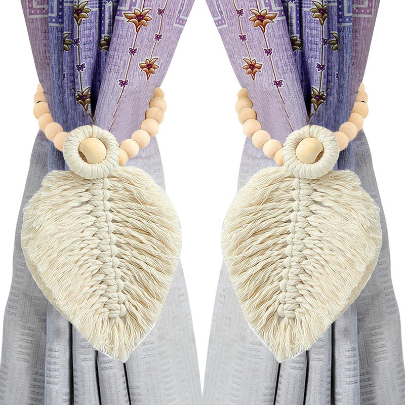 Curtain Rope Tiebacks,2 Pack Macrame Curtain Tieback -Shaped Curtain Holdbacks,Boho