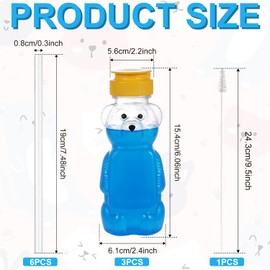 TOYMIS 3pcs Bear Straw Cup for Babies, Cute Honey Bear Straw Cup Fun Bear-Shaped with Lid Baby Straw Cups Bear Bottle for Kids Baby Straw Training Weaning Drinking