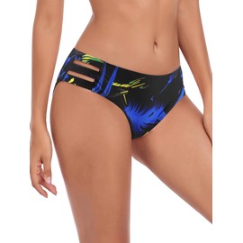 Ocean Blues - Parte inferior de bikini para mujer, Feather Print, X-Large