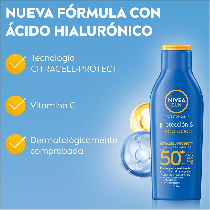 Protector Solar Corporal NIVEA SUN Protección E Hidratación Fps50+ 200Ml