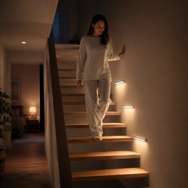 Rechargeable Motion Sensor LED Light Bar for Cabinets – Magnetic Aluminum Night Light for Closets, Stairs and Hallways